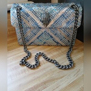 Kurt Geiger Blue and Silver Crystal-Embellished Crossbody Bag